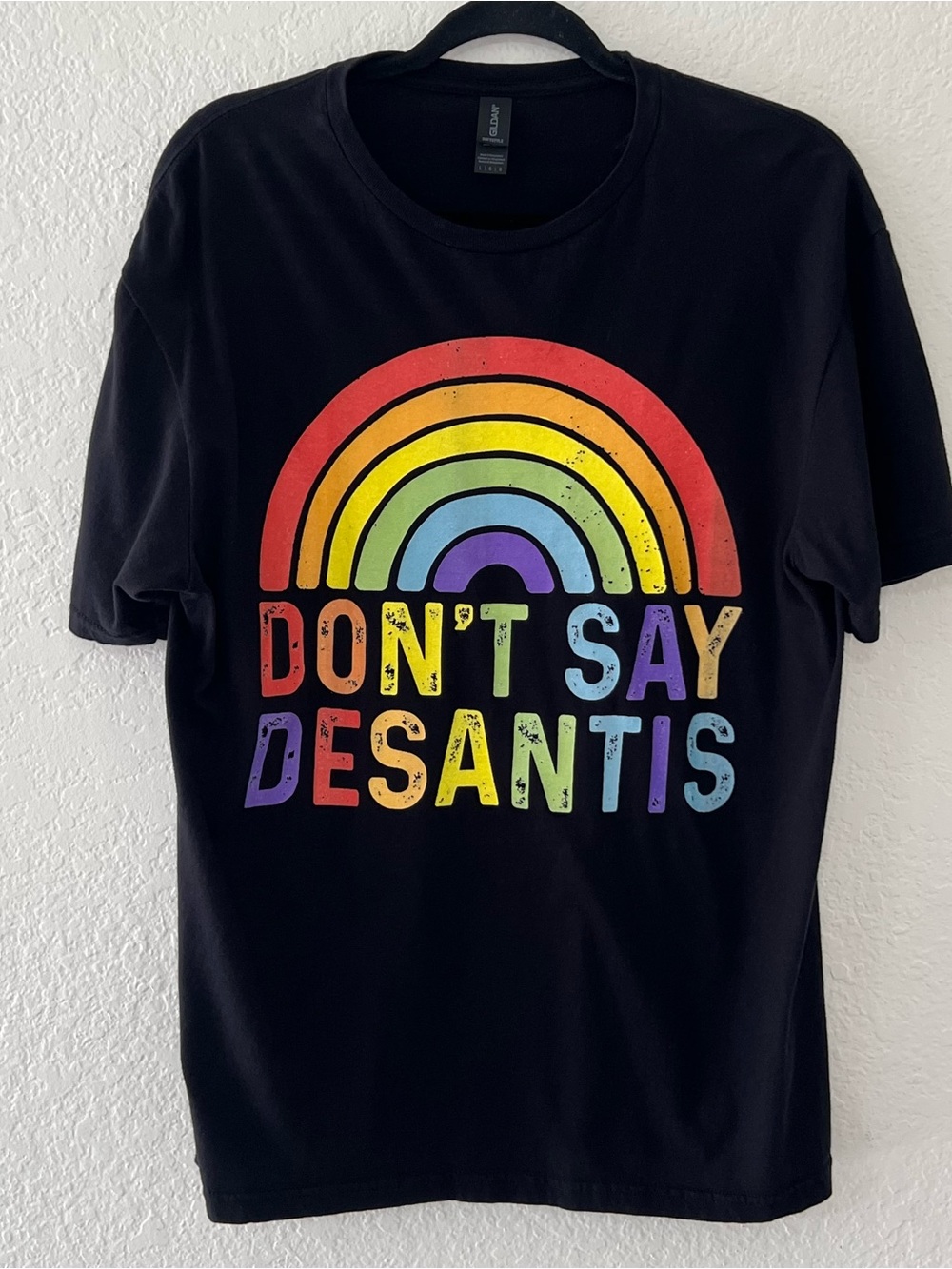 Don't Say DeSantis Florida Rainbow Black T Shirt LGBT Pride‎ - Unisex Size Large